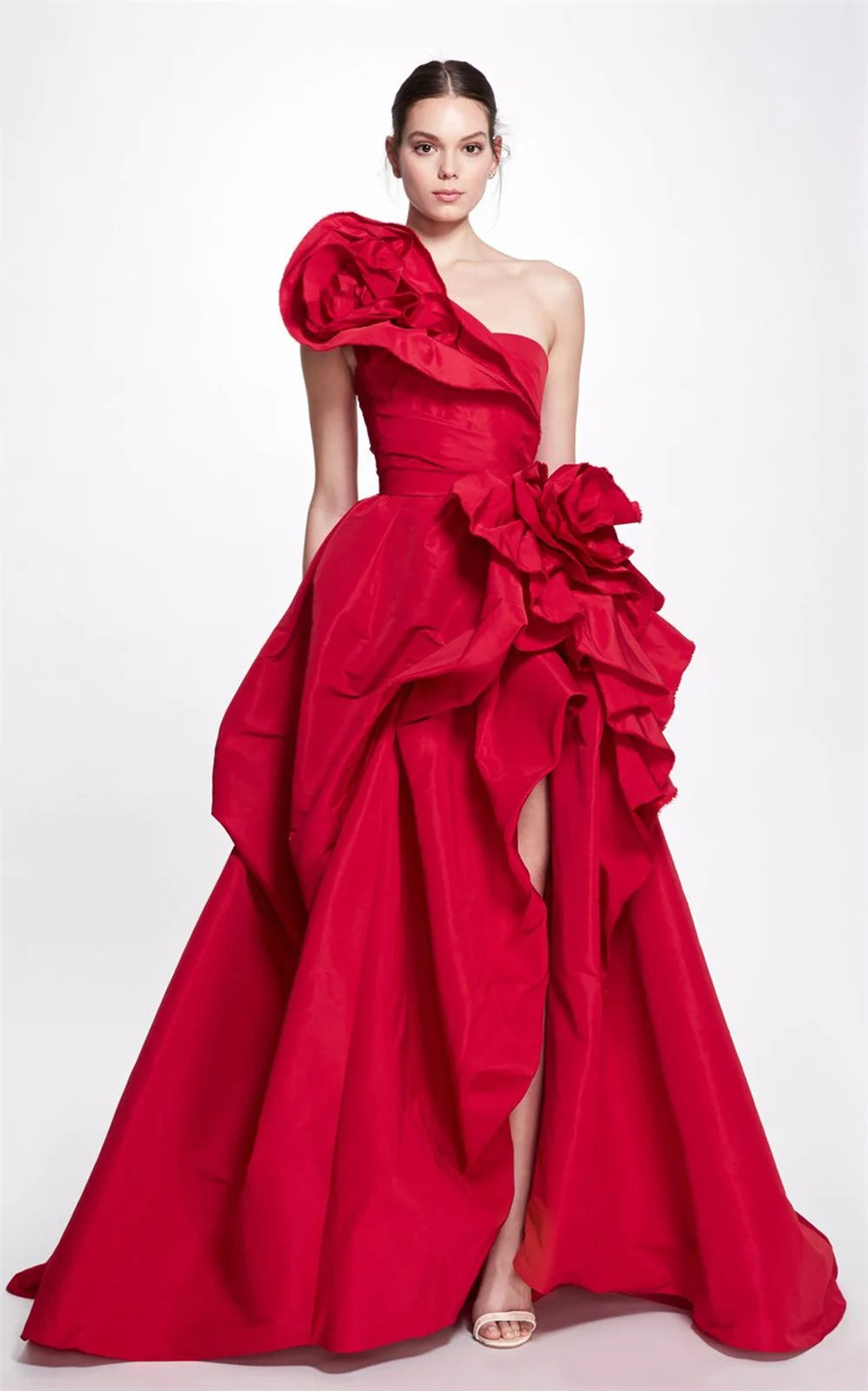 Red Satin Floor-Length Gown