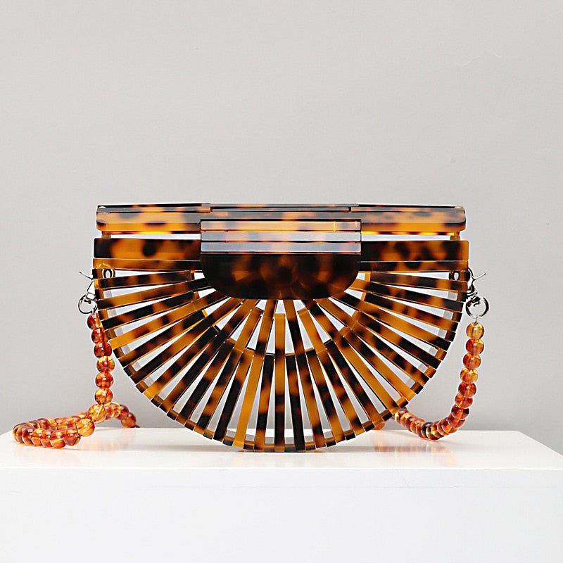 Green Hollow Acrylic Clutch Purse