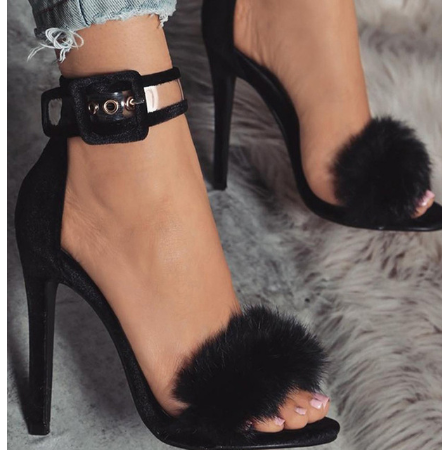 Rabbit fur high heels