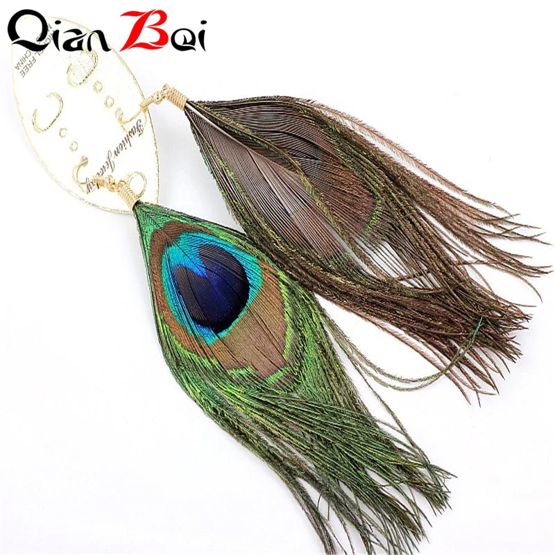 Peacock Feather Drop Earring