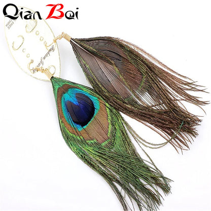 Peacock Feather Drop Earring