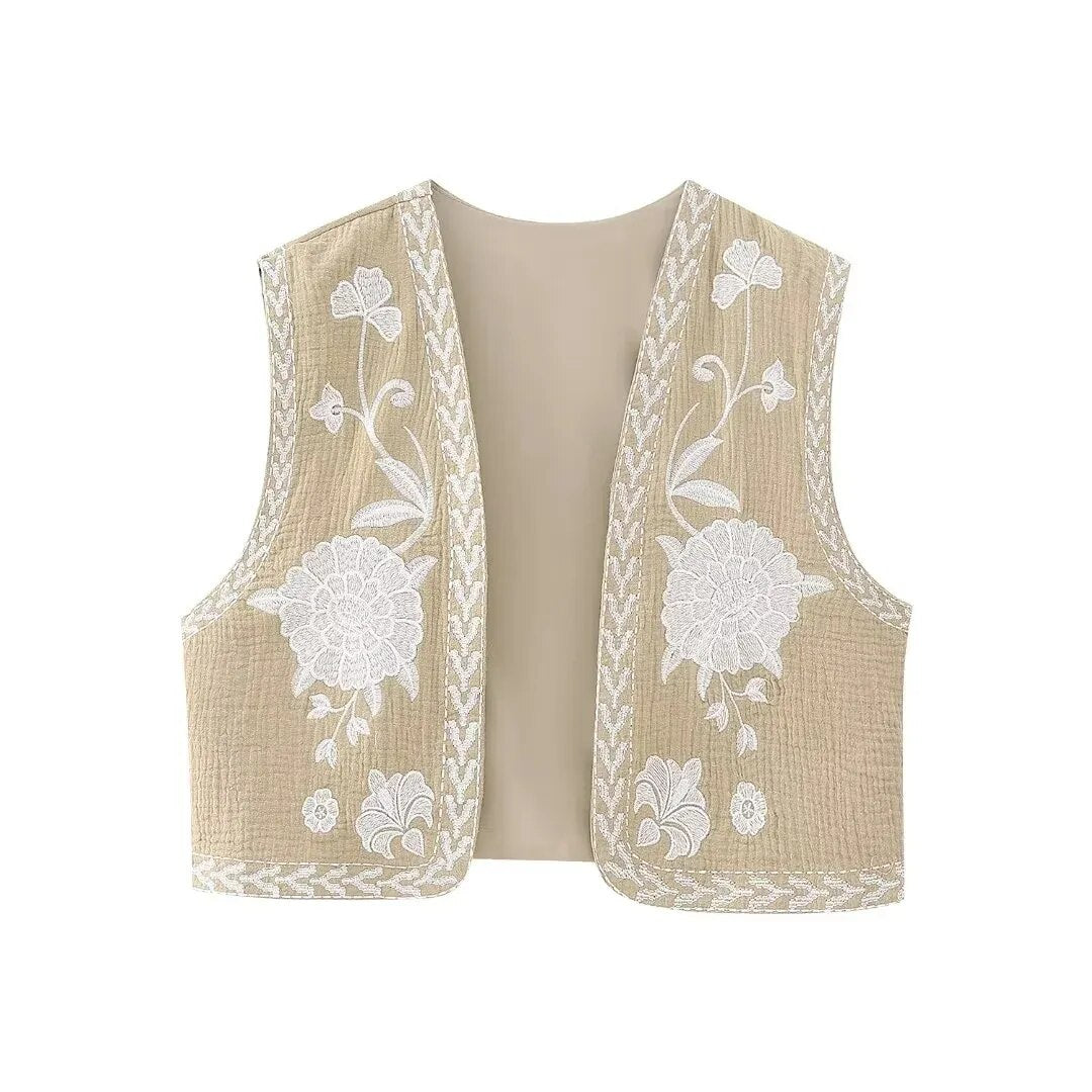 Floral Embroidered Vest