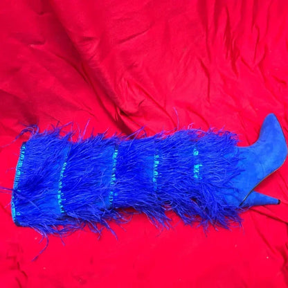 Ostrich Feather Catwalk Boots