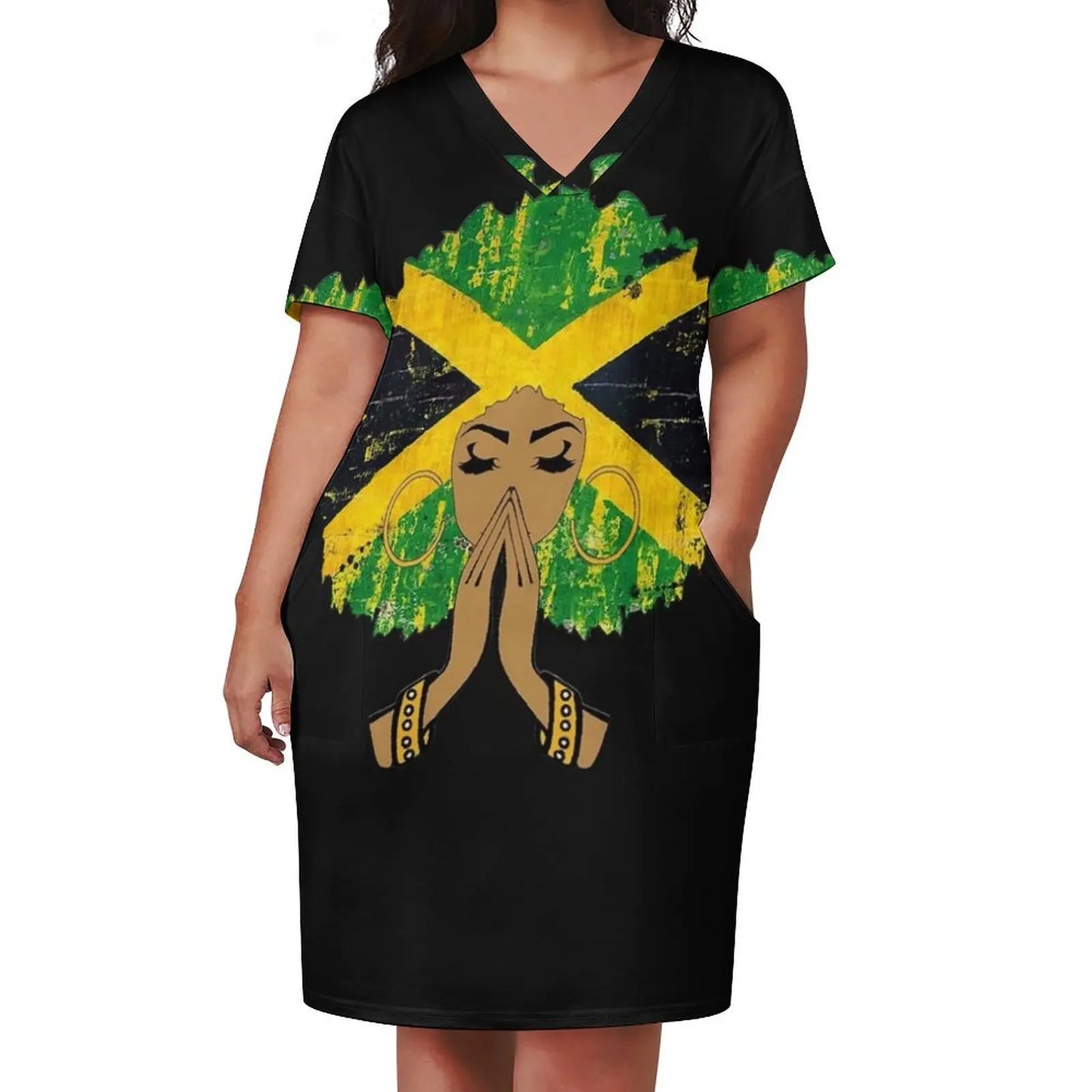 Melanin Queen Jamaican Flag Afro Dress