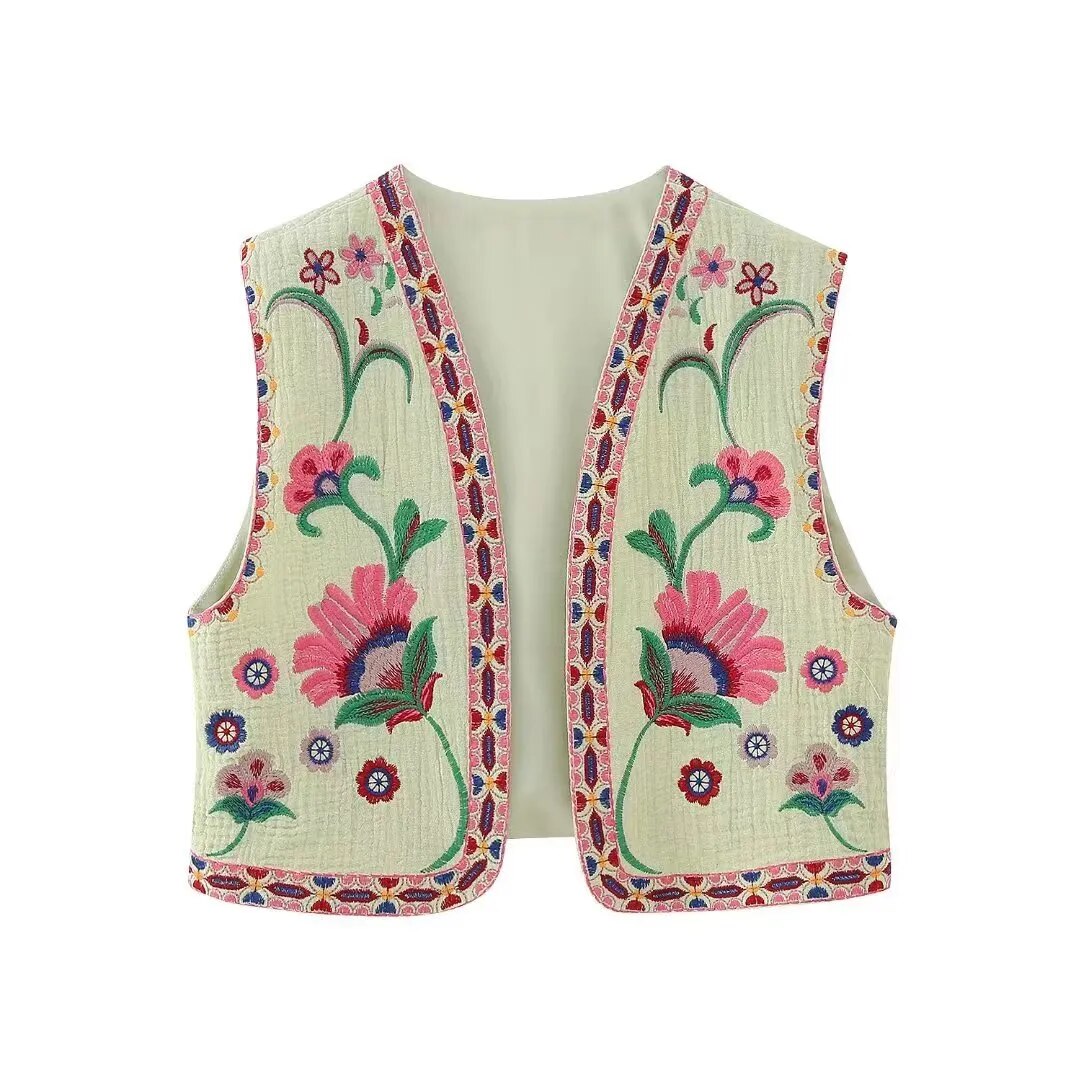 Floral Embroidered Vest