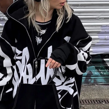 Graphic Print Hoodie Set