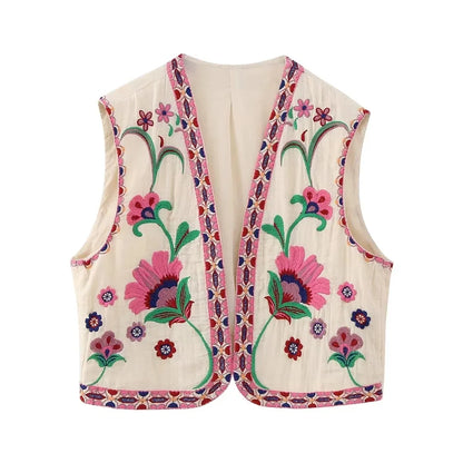 Floral Embroidered Vest