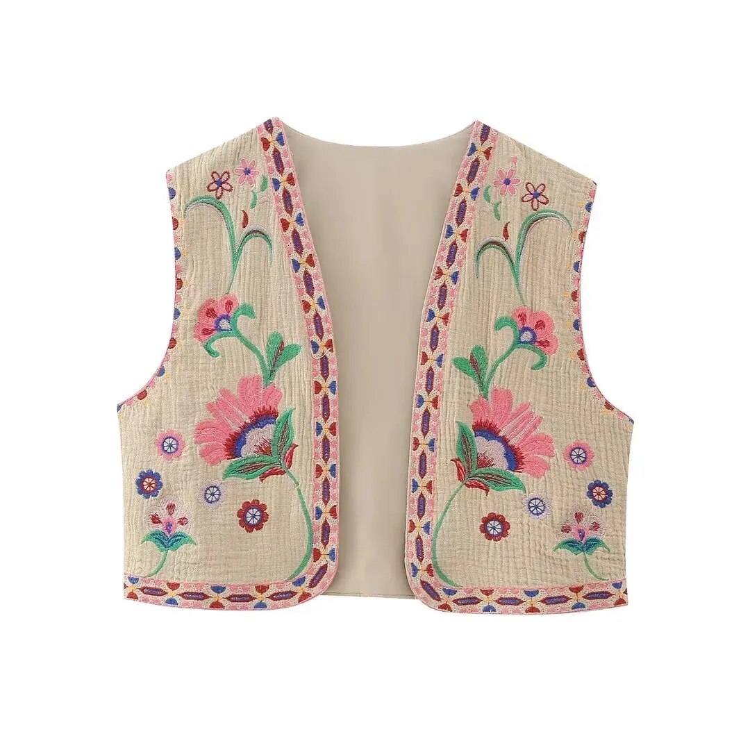 Floral Embroidered Vest