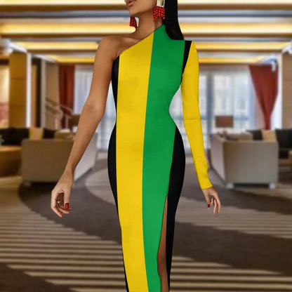 Jamaica Flag Print Maxi Dress