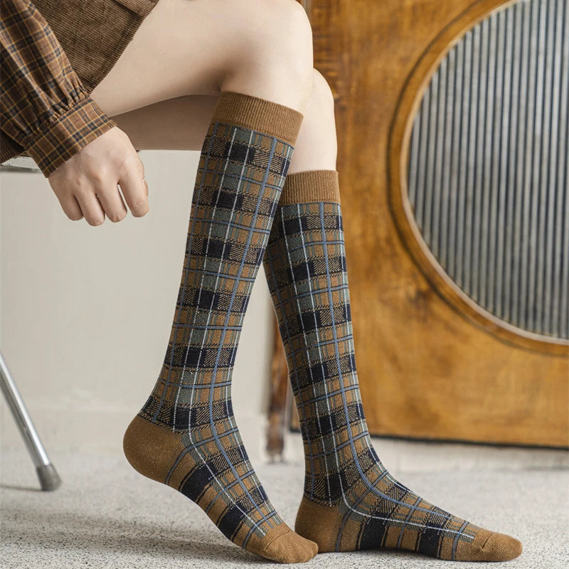 Vintage Plaid Long Socks