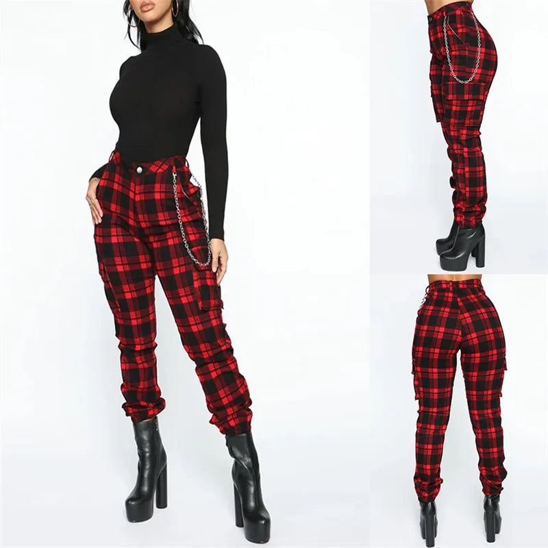 Plaid High Waist Pants