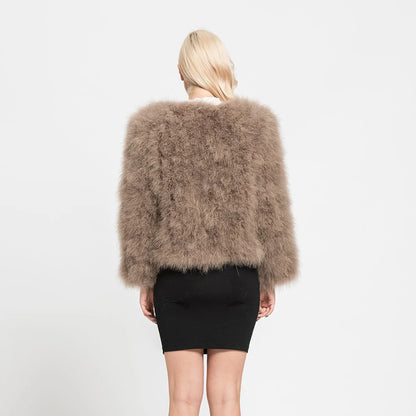 Real Ostrich Fur Feather Coat