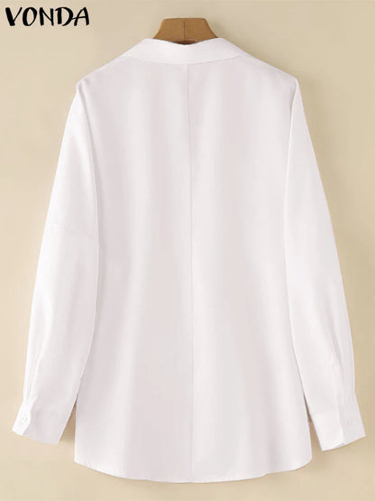 Puff Sleeve Pleated Collar Shirt