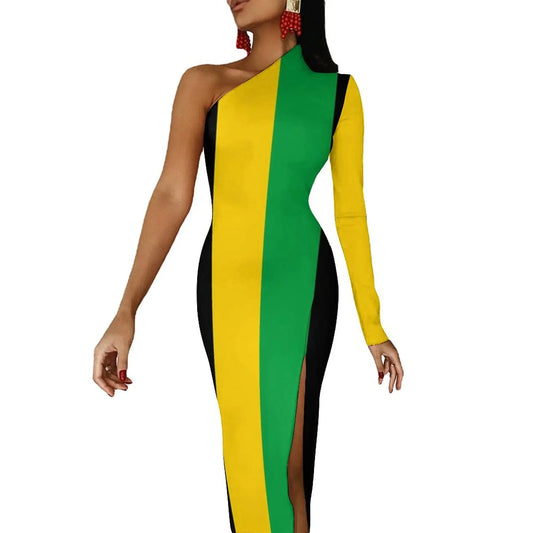 Jamaica Flag Print Maxi Dress