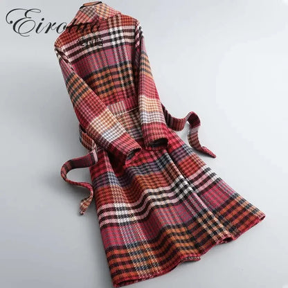 Plaid Women's Woolen Coat