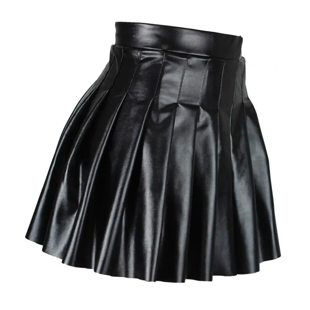 Faux Leather Pleated Skirt