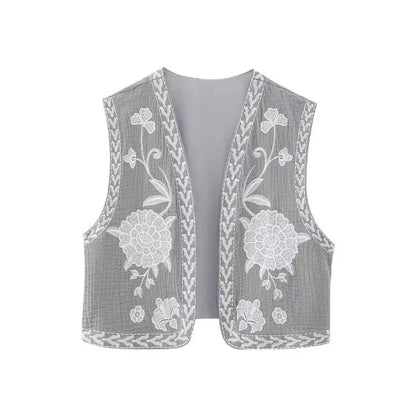 Floral Embroidered Vest