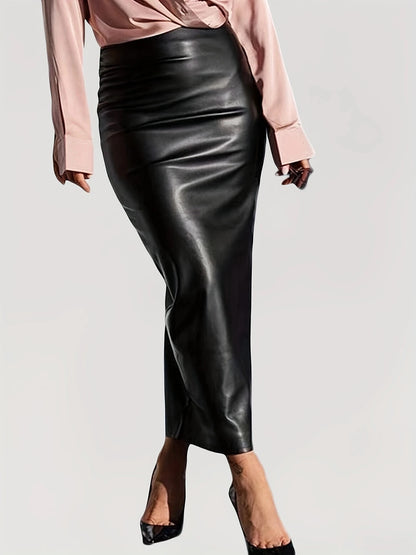 Faux Leather A Line Skirt