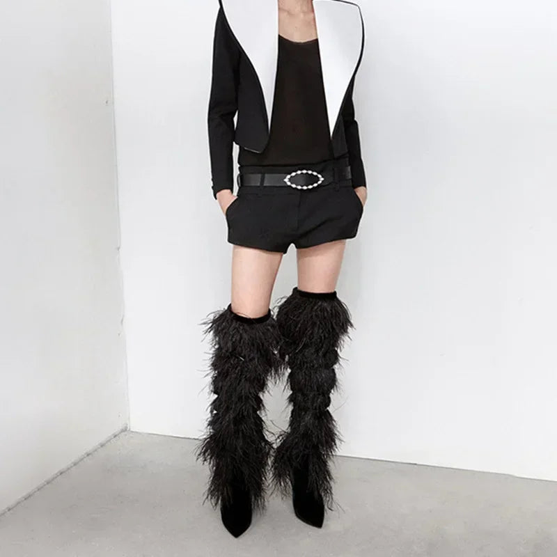 Ostrich Feather Catwalk Boots