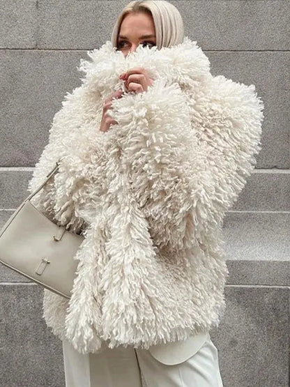 Faux Lama Fur Coat