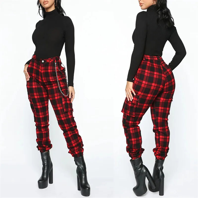 Plaid High Waist Pants