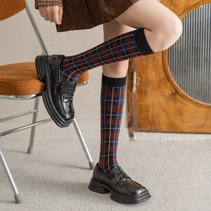 Vintage Plaid Long Socks