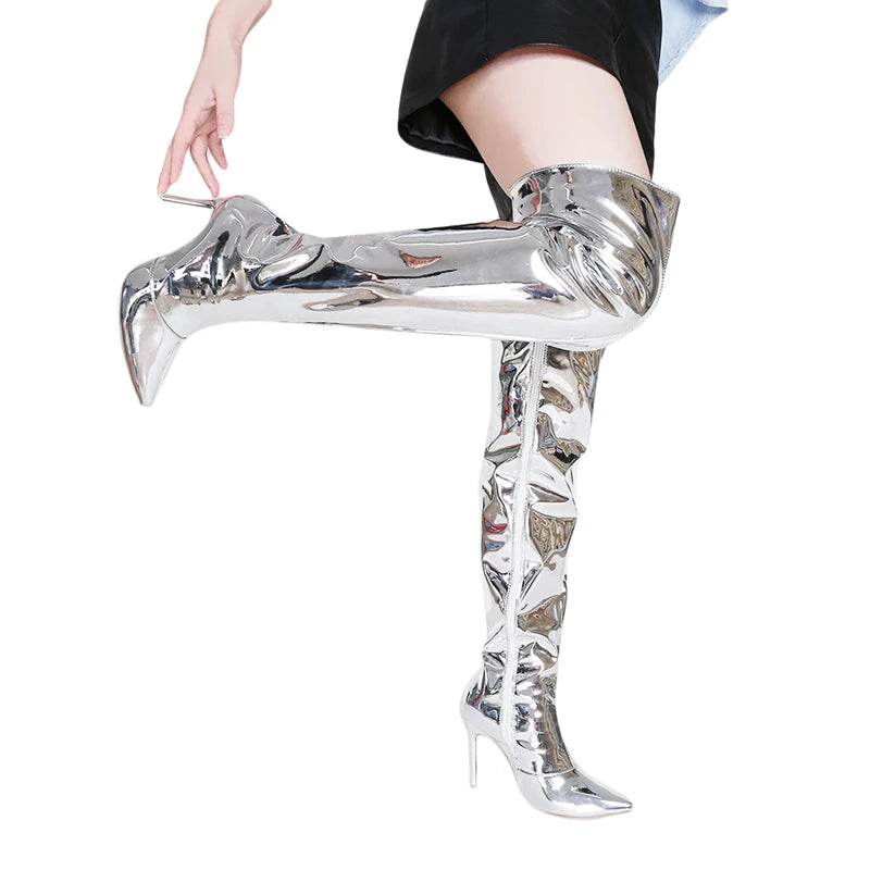 Thigh High Metal Boots