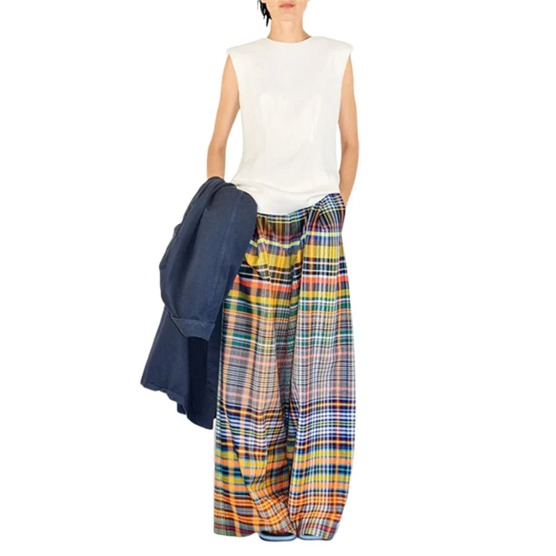 Wide Leg Plaid Pants