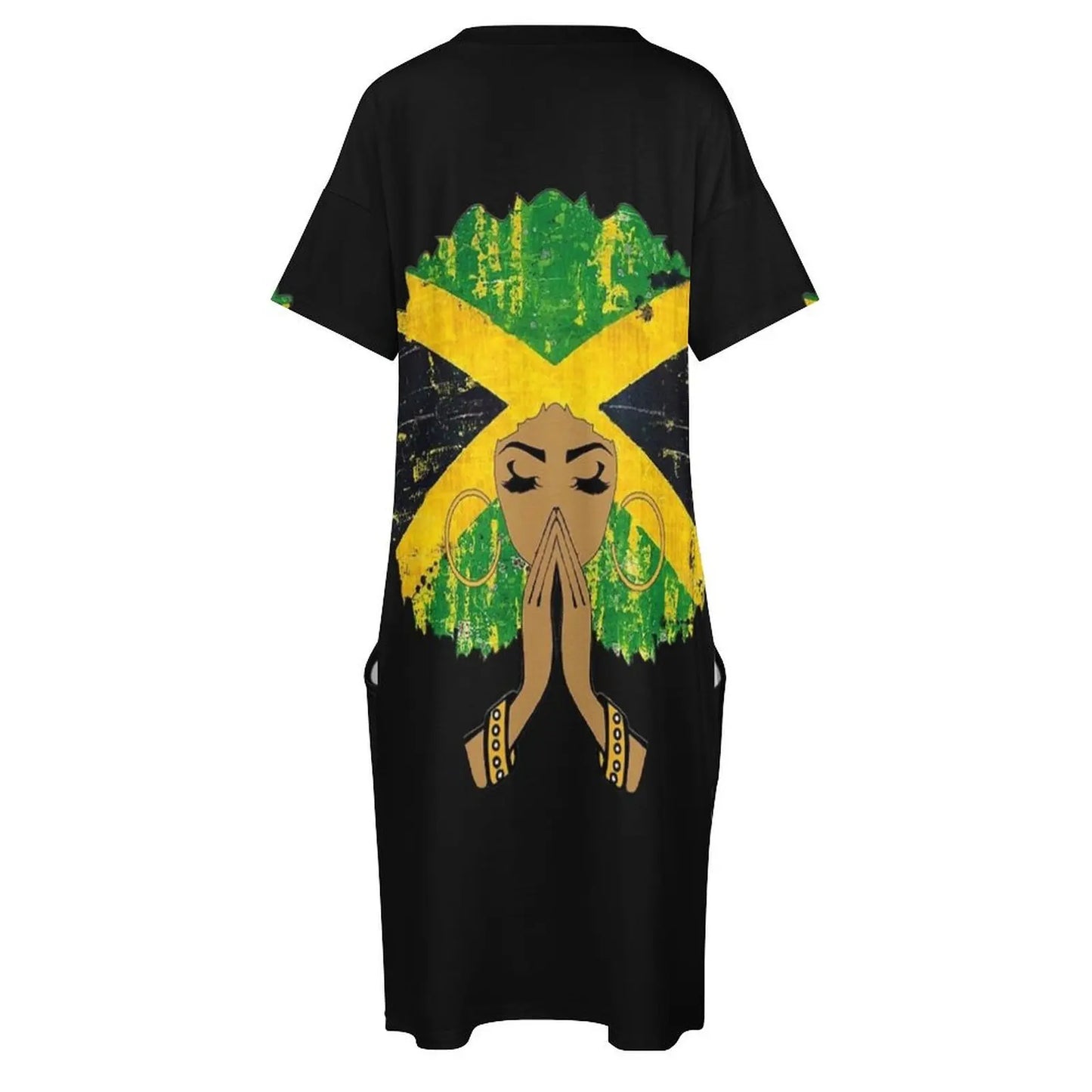 Melanin Queen Jamaican Flag Afro Dress