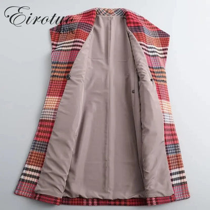 Plaid Women's Woolen Coat