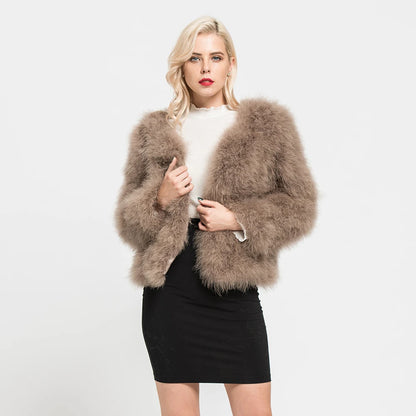 Real Ostrich Fur Feather Coat