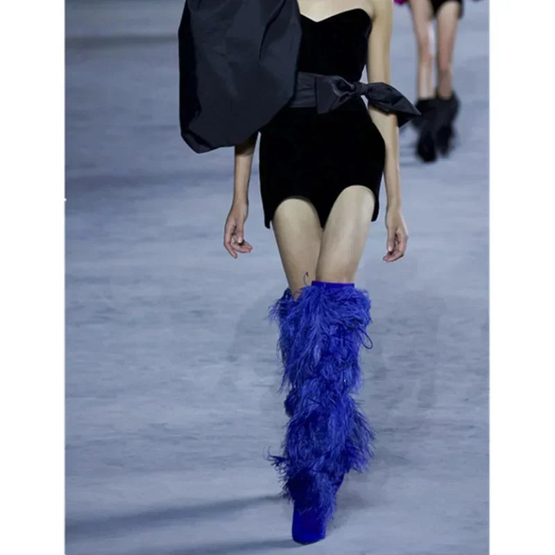 Ostrich Feather Catwalk Boots