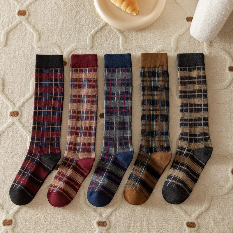 Vintage Plaid Long Socks