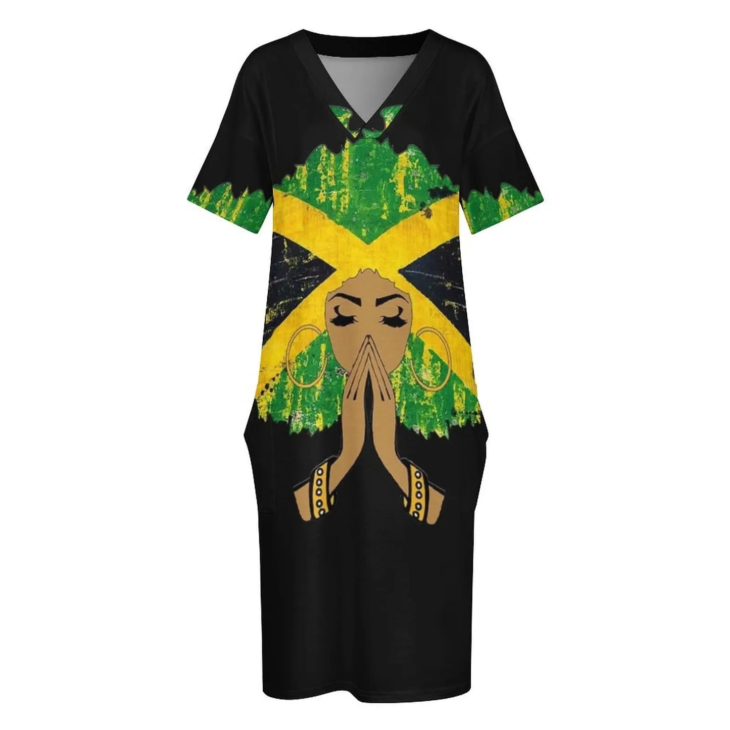 Melanin Queen Jamaican Flag Afro Dress