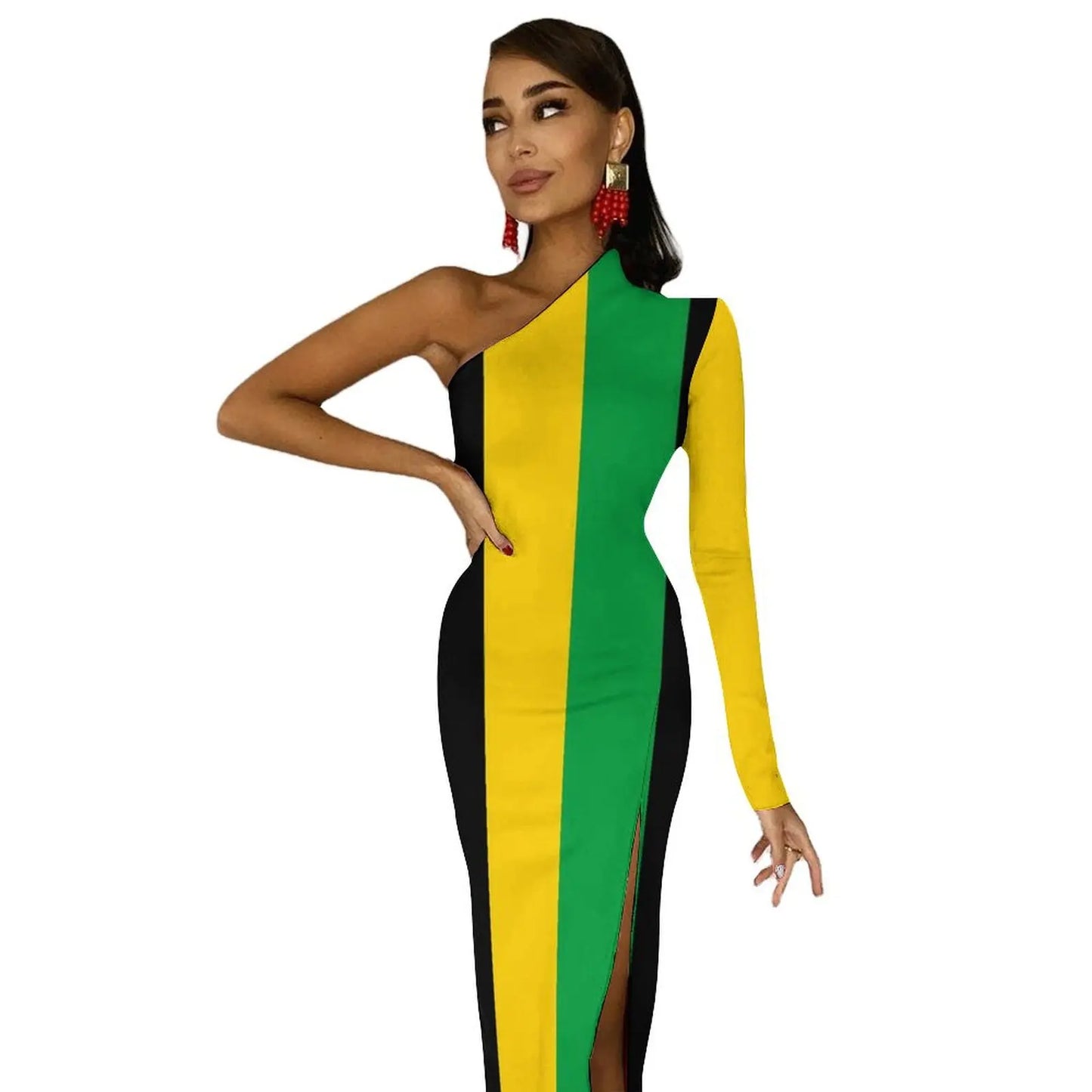 Jamaica Flag Print Maxi Dress