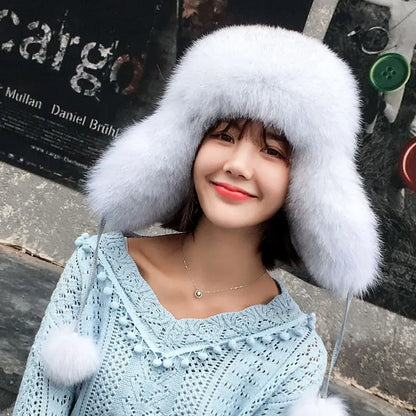 Fox Fur Aviator Hat