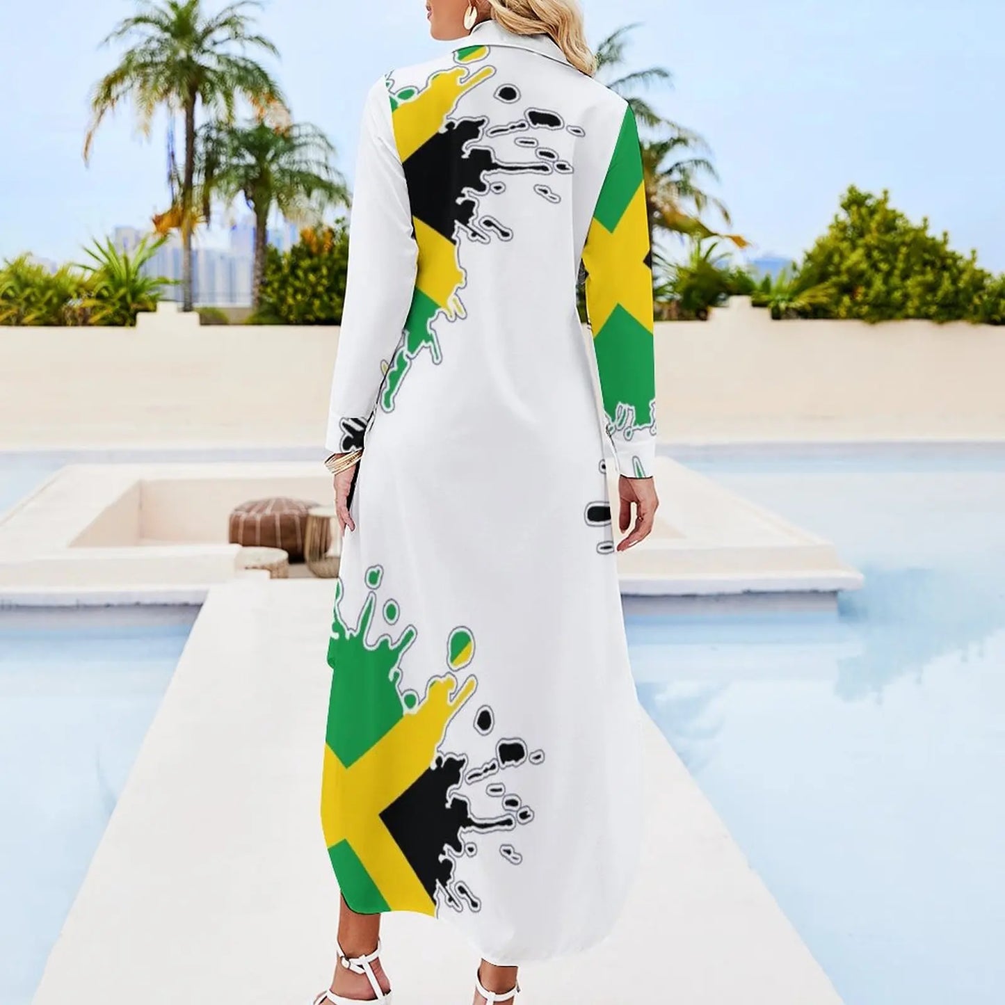 Jamaican Flag Shirt Dress