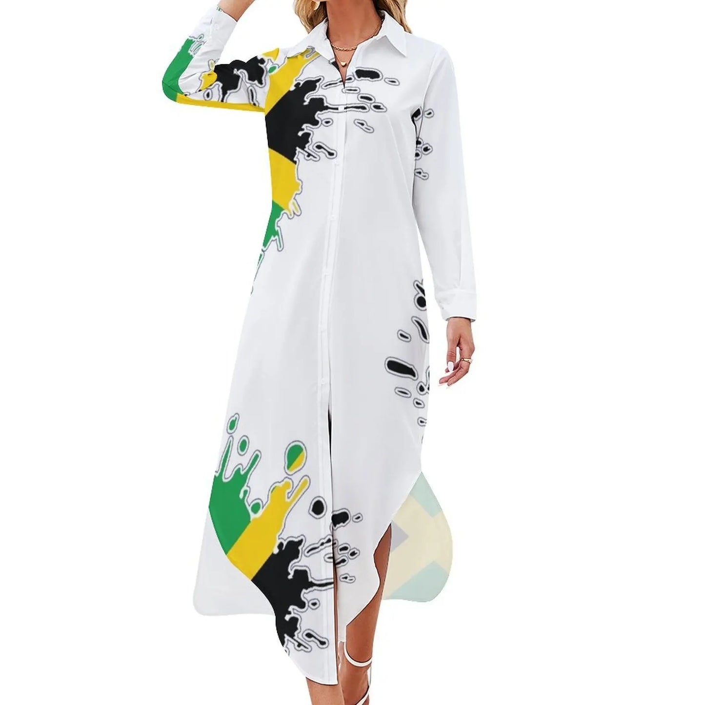 Jamaican Flag Shirt Dress