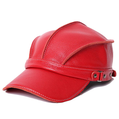 Genuine Cowhide Leather Snapback Cap