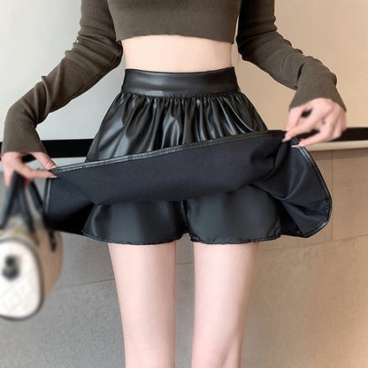 Faux Leather 2 Tier Skirt