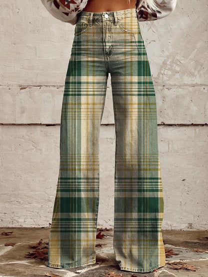 Wide Legged Plaid Pants