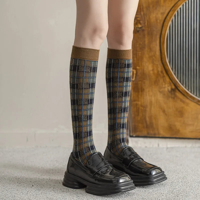 Vintage Plaid Long Socks