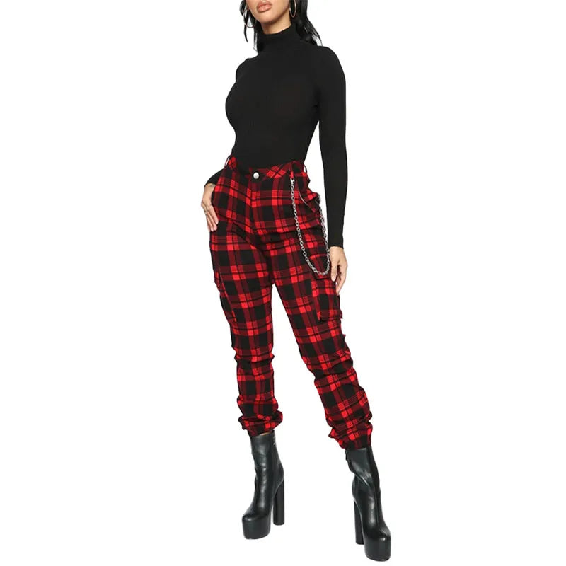 Plaid High Waist Pants