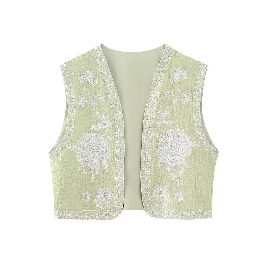 Floral Embroidered Vest