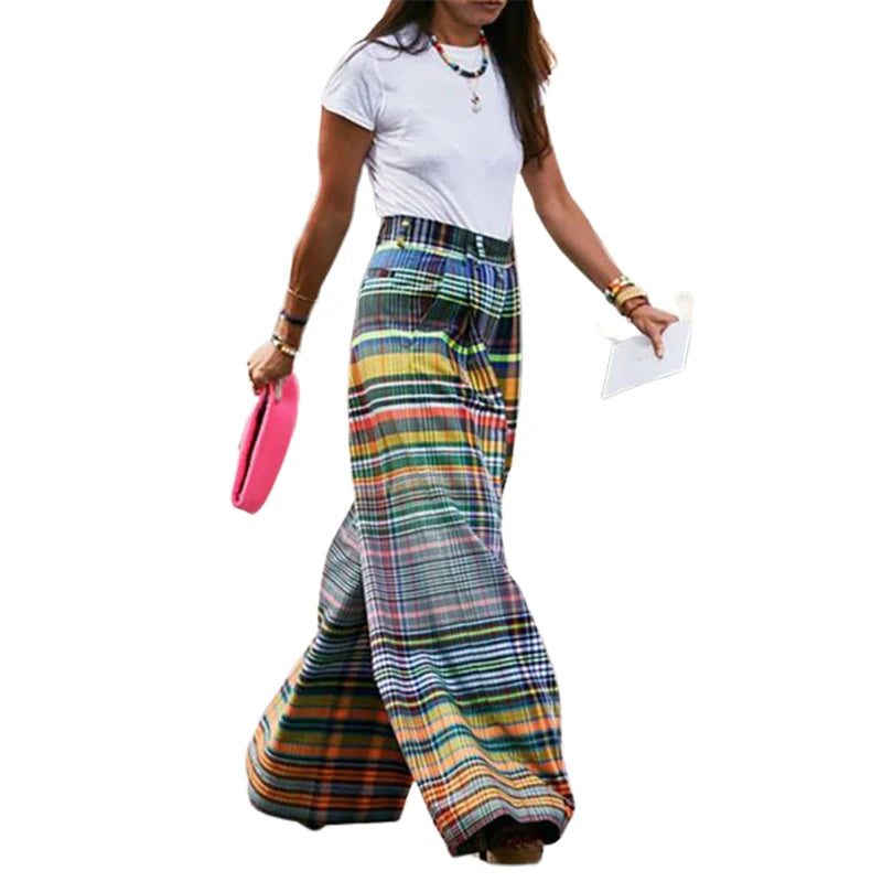 Wide Leg Plaid Pants