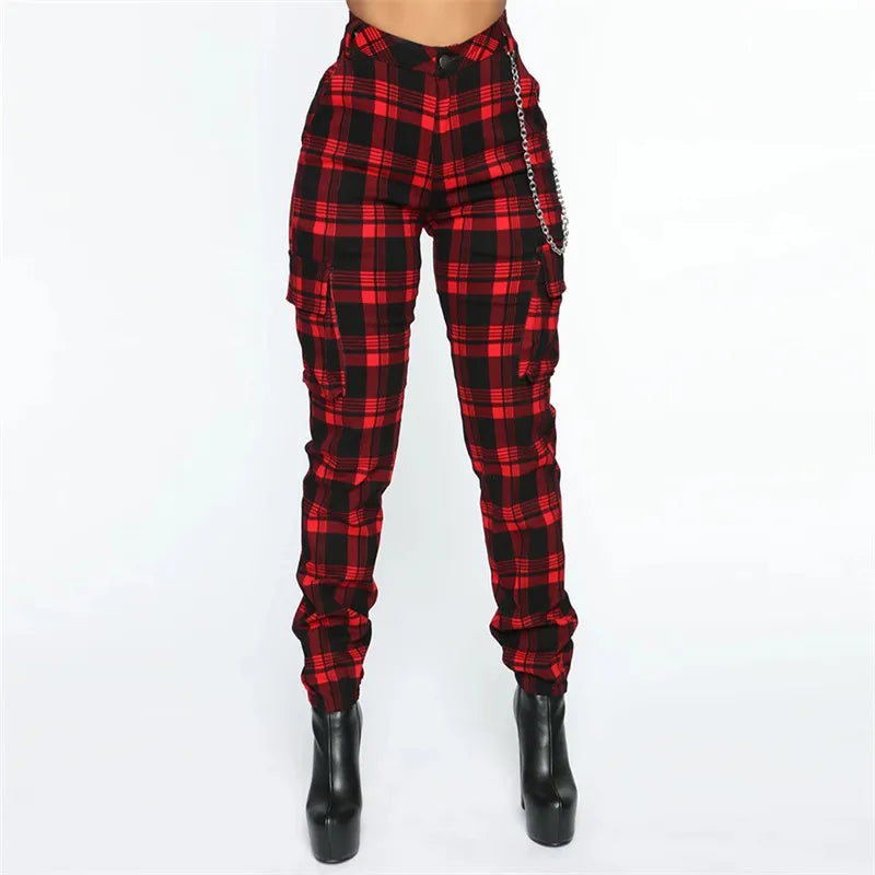 Plaid High Waist Pants