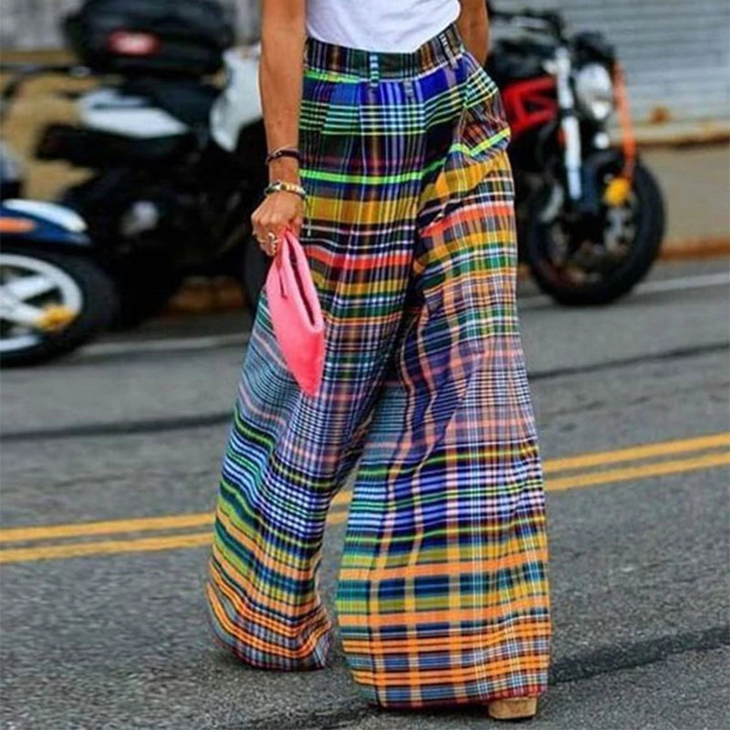 Wide Leg Plaid Pants