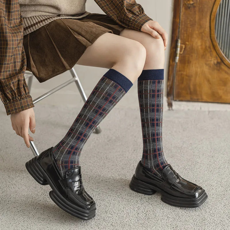 Vintage Plaid Long Socks