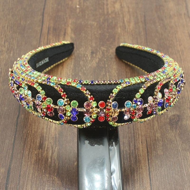 Handmade Colorful Crystal Padded Headbands