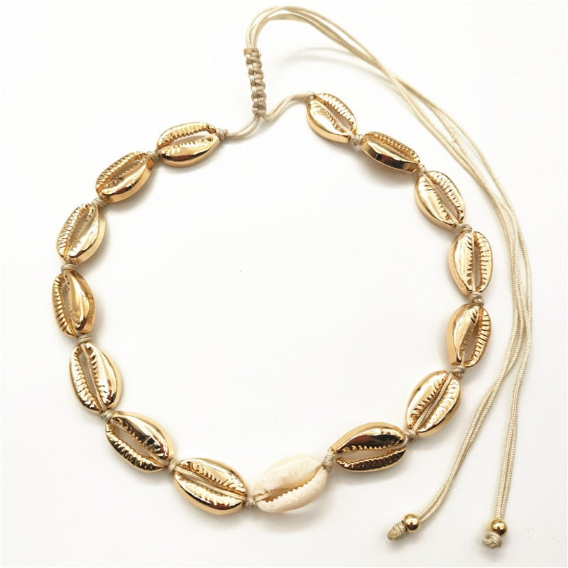 Golden Cowry Shell Choker